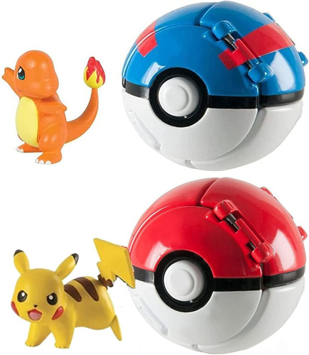 Juego De 2 Bolas Y Figuras De Pokepets Throw N Pop, Coleccio