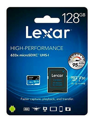 Tarjeta de memoria Lexar LSDMI128BB-633A High-Performance 633x con adaptador SD 128GB