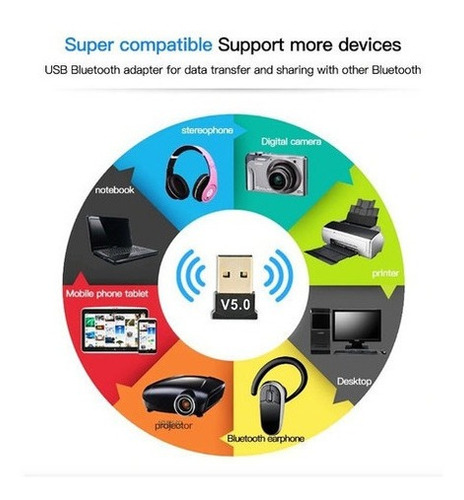 Adaptador Usb A Bluetooth Dongle V5.0 Usb 2.0 Bluetooth V5.0
