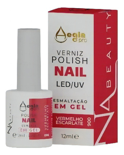 Aegla Verniz Polish Esmalte Em Gel Led/uv Nabeauty 12ml Cor Vermelho Escarlate