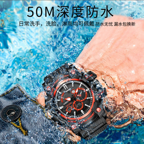 Reloj Electrónico Impermeable Negro Y Azul Multifunción