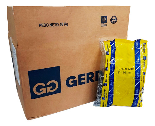 16 Kg Clavos Espiralado 4 Pulgada 101mm Gerdau Diámetro Nominal 4.5 Mm Largo 10 Cm
