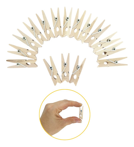 Mini Pregador Madeira Natural Artesanato 3,5cm 300 Unidades
