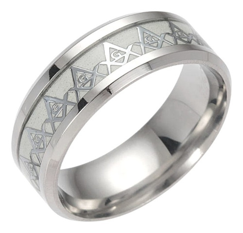 Anillo Argolla Brilla En La Oscuridad Mason Masoneria Hombre