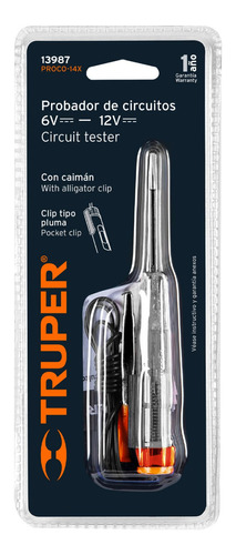 Tester Probador De Circuitos De 14cm Con Caimán Truper