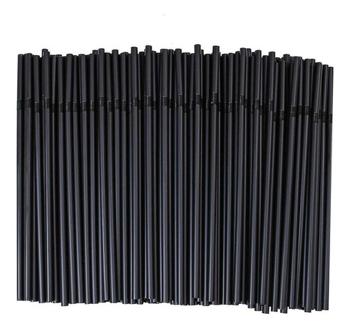 Pajitas De Plástico Negro Para Cocteles, Bebidas Y Vinos, 50