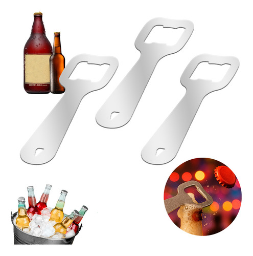 Pack 3 Destapador De Botellas Manual De Acero Inoxidable Abridor Reutilizable Portátil Para Cocina, Bar O Fiesta Resistente, Ideal Para Cerveza Y Refrescos, Personalizable Slim Company