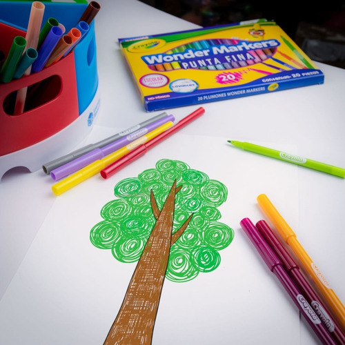 24 Plumones Crayola Wonder Markers Punta Fina Delgados