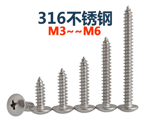 Tornillos Autorroscantes M430 316 Acero Inox M3 Cabeza Plana