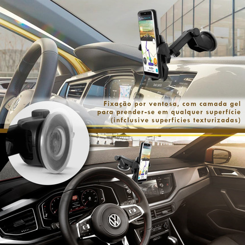 Imagem 3 de 6 de Suporte Celular Articulado Automotivo Painel Universal