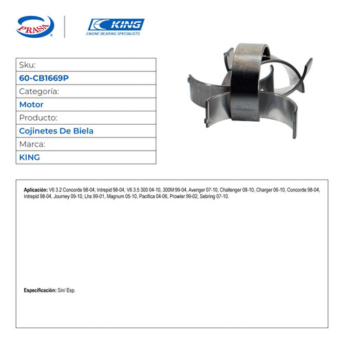 Metales De Biela 00 Dodge Journey 2009-2010 V6 3.5