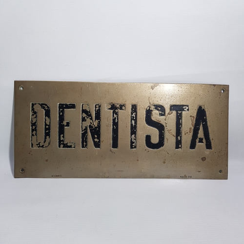 Antiguo Cartel Dentista Bronce Niquelado Año 50 Mag 62250