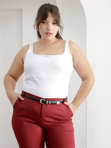 Body Escote Cuadrado Talles Grandes Mujer Xxl Crema Xl