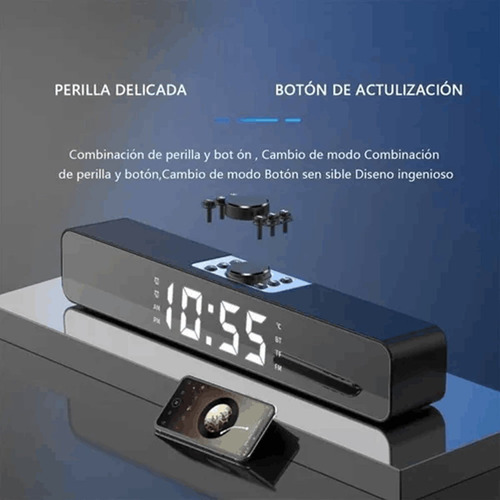 Digital Reloj Alarma Con Bocina Bluetooth , Y Radio Fm.