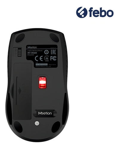 Mouse Meetion Portátil Bluetooth Inalambrico R560 Febo Color Black