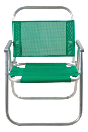 Cadeira De Praia Aluminio - Reforçada Riviera Até 130kg Cor verde bandeira