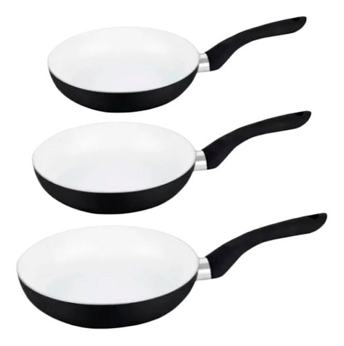 Imagen 1 de 6 de Set 3 Sarten Ceramica Antiadherente Violeta Mango Silicona