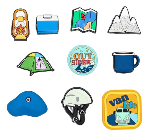 Pins Accesorios Para Crocs Jibbitz Charms Original 10 Piezas Camping