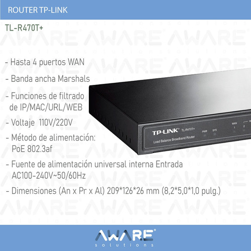 Router Tp-link Tl-r470t+ De Banda Ancha 1wan 3wan/lan 1lan
