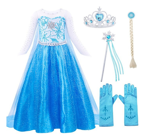 Disfraz De Fantasia Princesa Elsa Con Accesorios