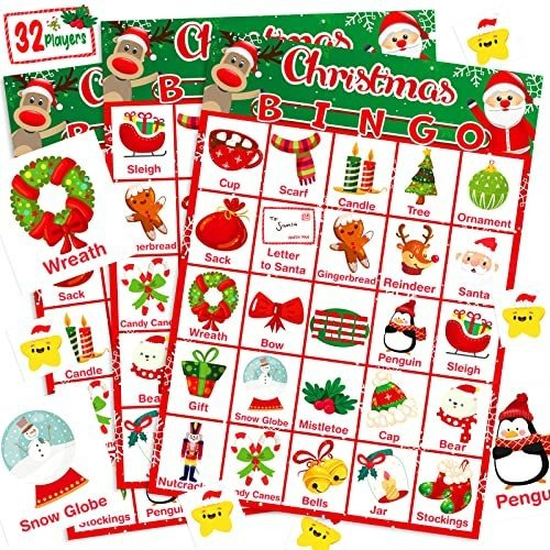 Kmuysl Tarjeta De Juego De Bingo De Navidad Para Bcdg7