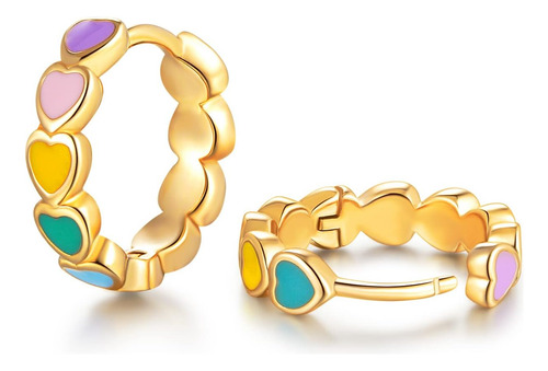 Cinily Pendientes De Aro Pequeños Chapados En Oro Amarillo D