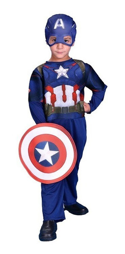 Imagen 2 de 5 de Disfraz De Capitan America Con Luz Avengers Marvel New Toys