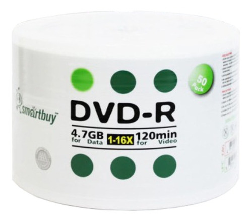 Disco virgen DVD-R SmartBuy imprimible de 16x por 50 unidades
