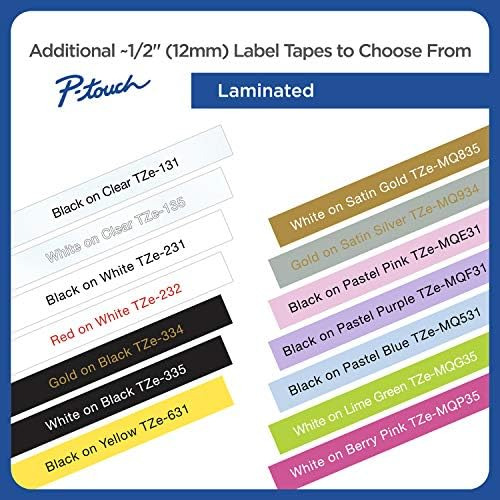 Cinta Brother, Laminada En Negro Sobre Blanco, 12 Mm (tze231