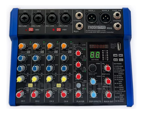 Consola Moon Mx6 Audio Mixer Eq Dsp Profesional 6 Canales