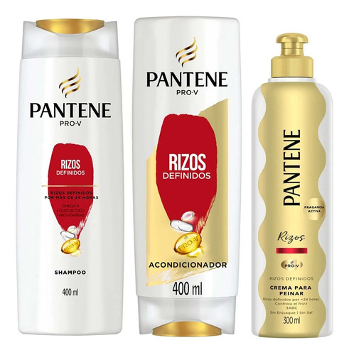 Pantene Rizos Definid 400ml Shampoo + Acondicionador + Crema