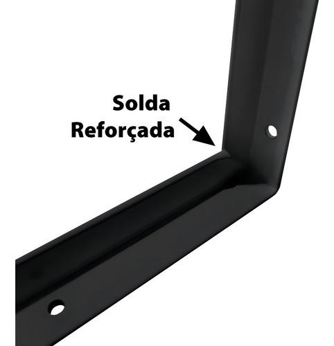 2 Suporte Mão Francesa Cantoneira Reforçada 25cm Cor Preto