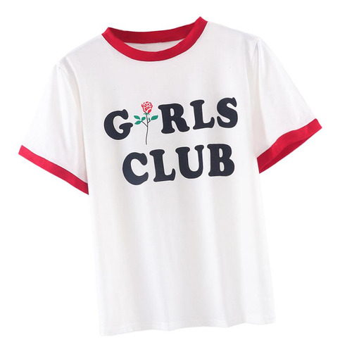 Camiseta De Manga Corta Para Mujer, Club De Flores, Para Niñ