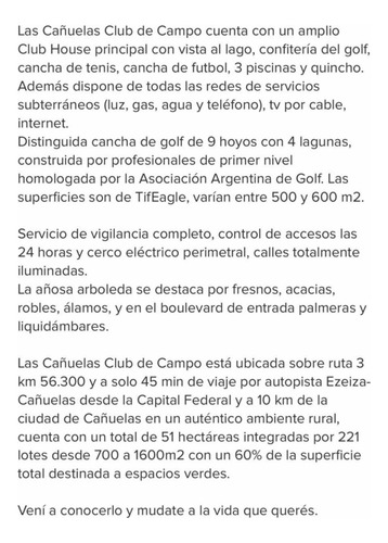 Lote Club De Campo Las Cañuelas