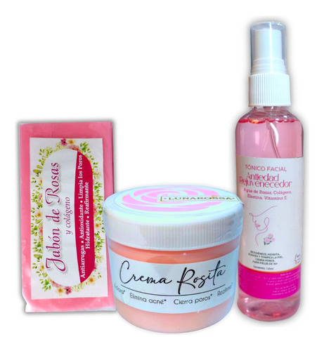 Kit Crema Rosita Colágeno Elastina Hialurónico Vitamina E 