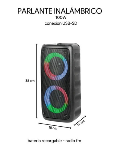 Imagen 6 de 8 de Parlante Inalambrico Muvup Bt Bass Rgb Parlante Portatil Usb