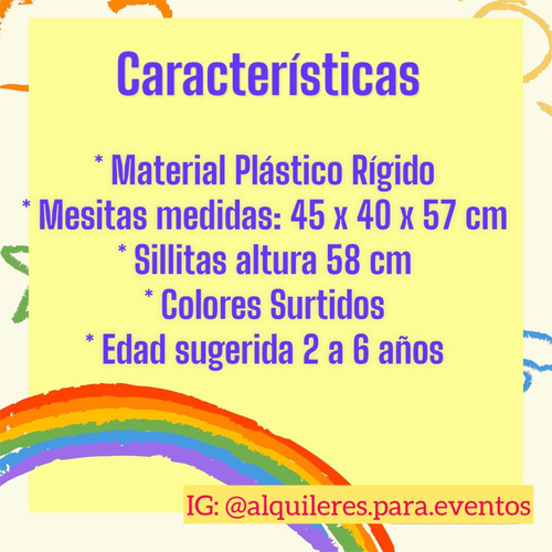 Alquiler Sillas Y Mesas Infantiles P/cumples $75.000 !!!!