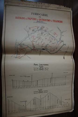 Ferrocarril Rayado Papudo Quinquimo Trapiche 1910 Plano