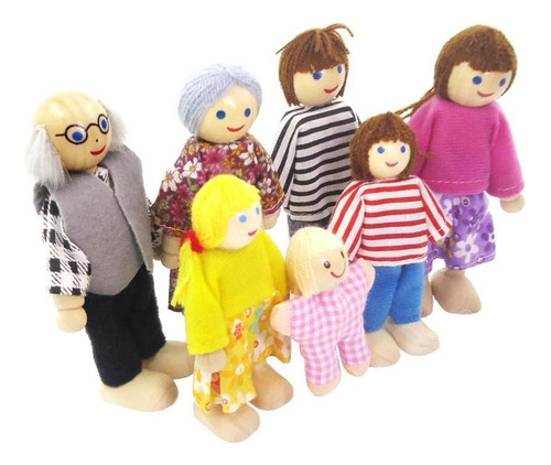 Cks Familiar De De 7 Piezas Con , Papá, Abuelos, Niños, Bebé