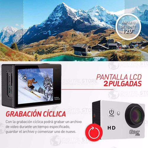 Imagen 6 de 10 de Camara Deportiva Sumergible Video Filmadora Full Hd Con Lcd + Accesorios
