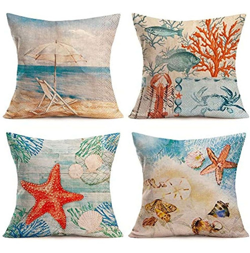 Asminifor Summer Ocean Coastal Decor Algodón Lino Beach Coas