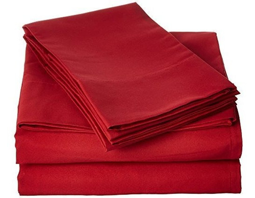 My World Lhk-sheetset Juego De Sábanas Completo Rojo Sólido