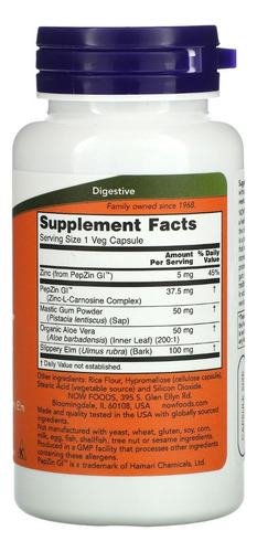 Gastro Comfort Com Pepzina 60 Cápsulas Vegetais, Now Foods Sabor Sem sabor