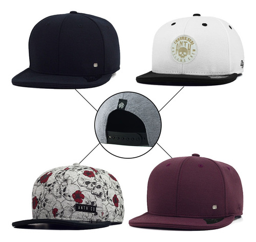 4 Bonés Anth Co Aba Reta Aberto Snapback Sua Escolha Kit C/4