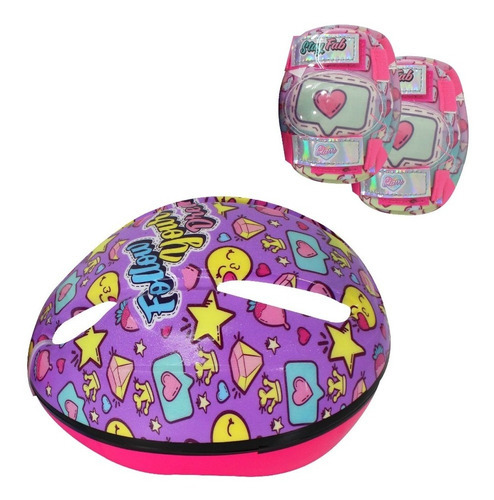 Combo Casco Rodilleras Infantil Glam Girl Follow Your Dreams Color Rosa Talla Unitalla