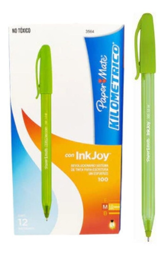 12 Piezas Bolígrafo Kilométrico Inkjoy 100 Pluma Paper Mate Color De La Tinta Verde Limón