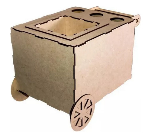 Carrito Botanero Centro De Mesa Mdf Para Personalizar 5 Pz