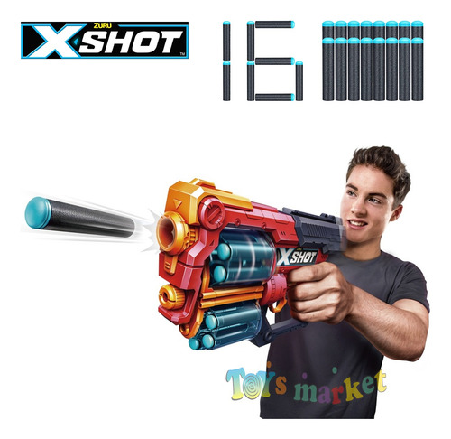 Imagen 6 de 9 de Pistola Doble Xcess Lanza Dardos Y Discos A 24m Arma X-shot