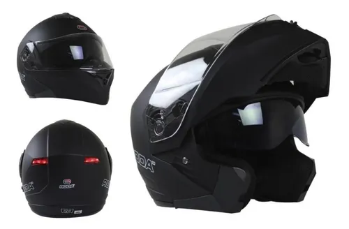 Casco Roda Luminar Abatible Negro Luz Led Certificado Dot