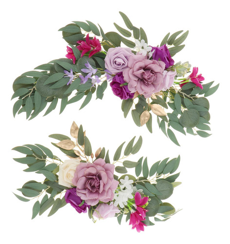 2 Piezas Decorativas Boda Arco Flores Simulación Rosa Para